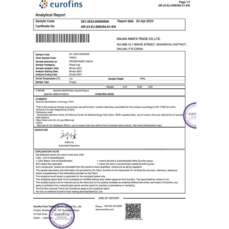 DNA Test Report Sample